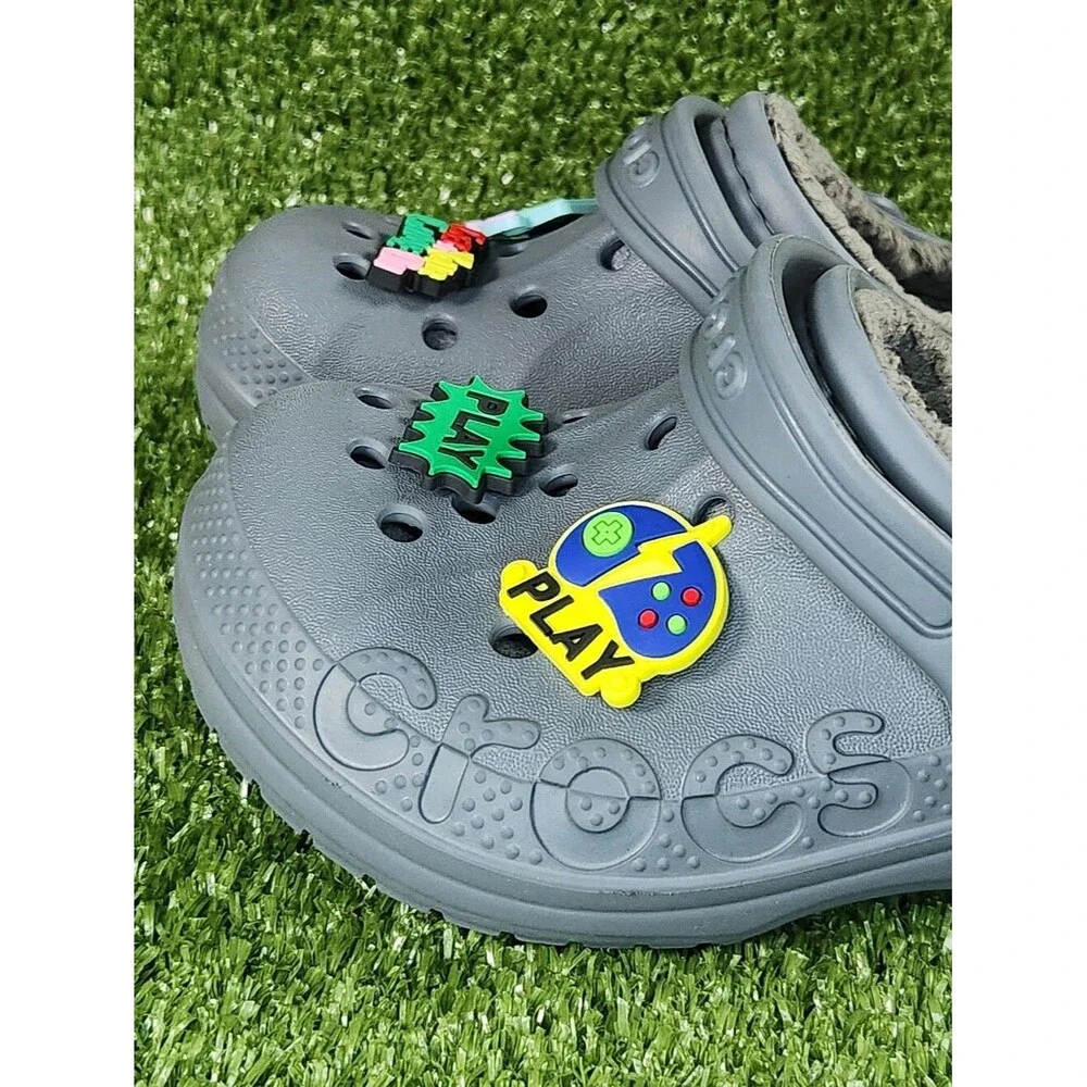 Crocs Little Kids Baya Gray Dual Comfort Clogs Slip-on Sandals Boys Size 10C